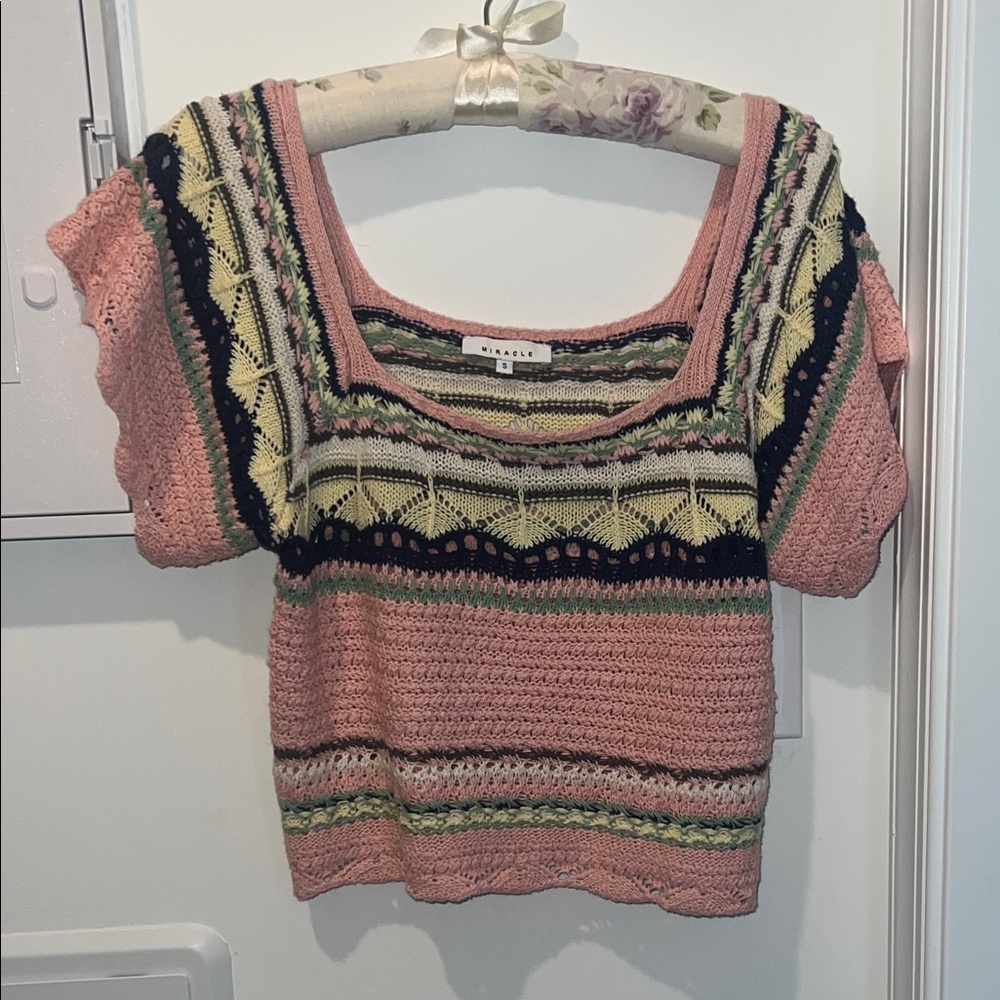 Miracle Pink and Black Short Sleeve Top